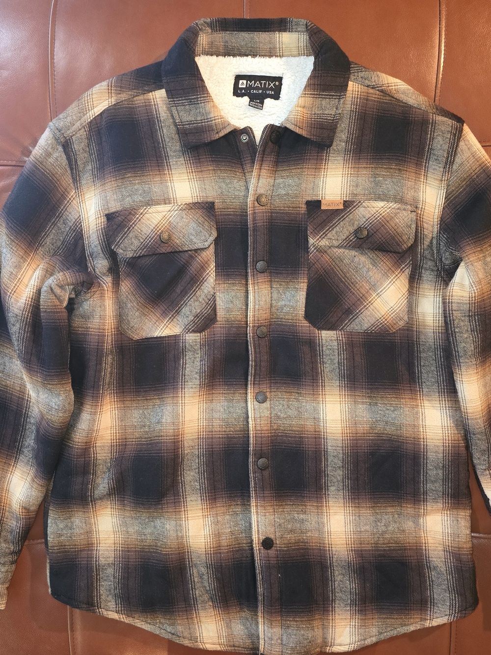 Matix Sherpa-Lined Plaid Flannel - Black & Tan
